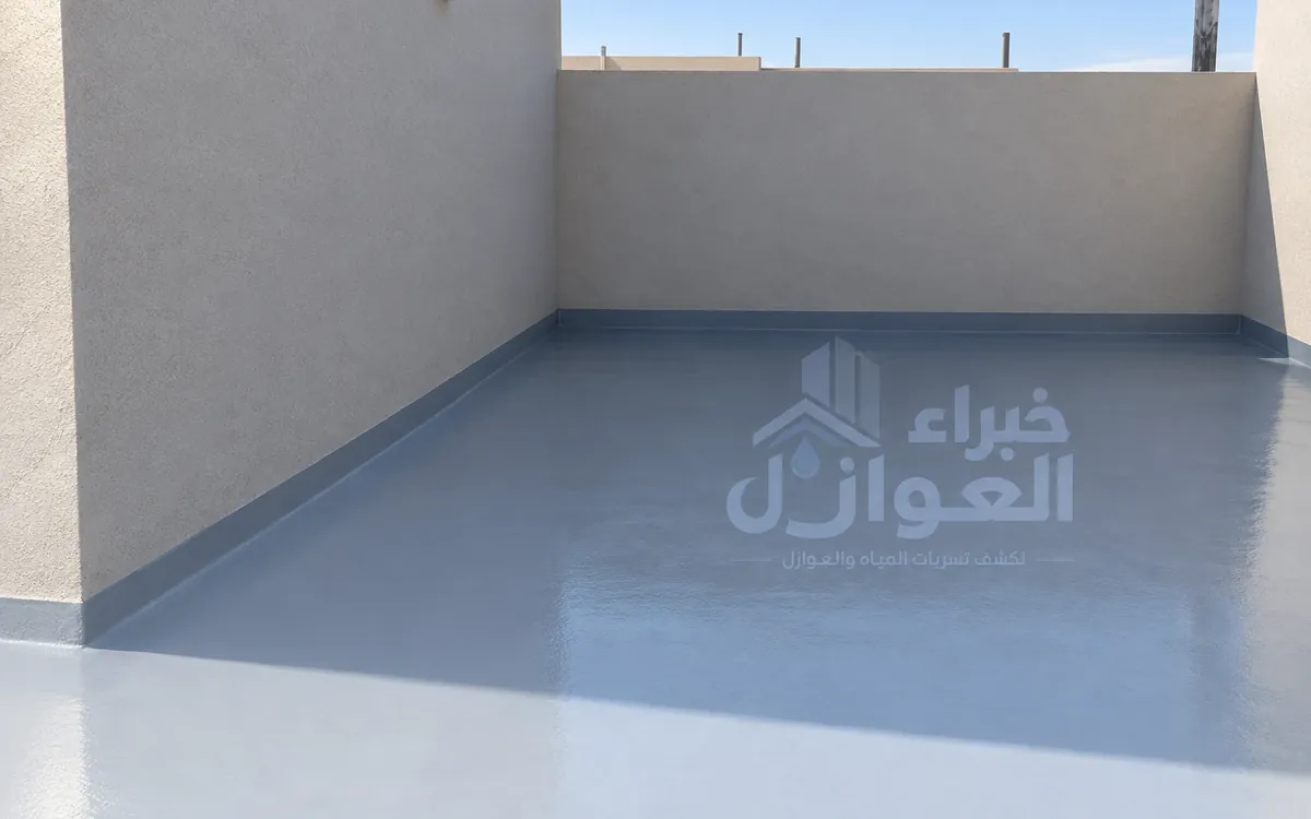 ملحق سطح بطبقة عزل رمادية على الأرضية والزوايا
